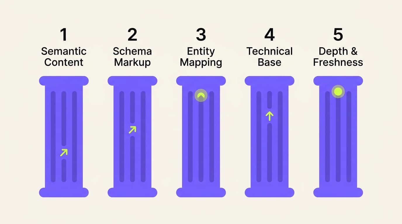 Diagram of the five pillars of AEO