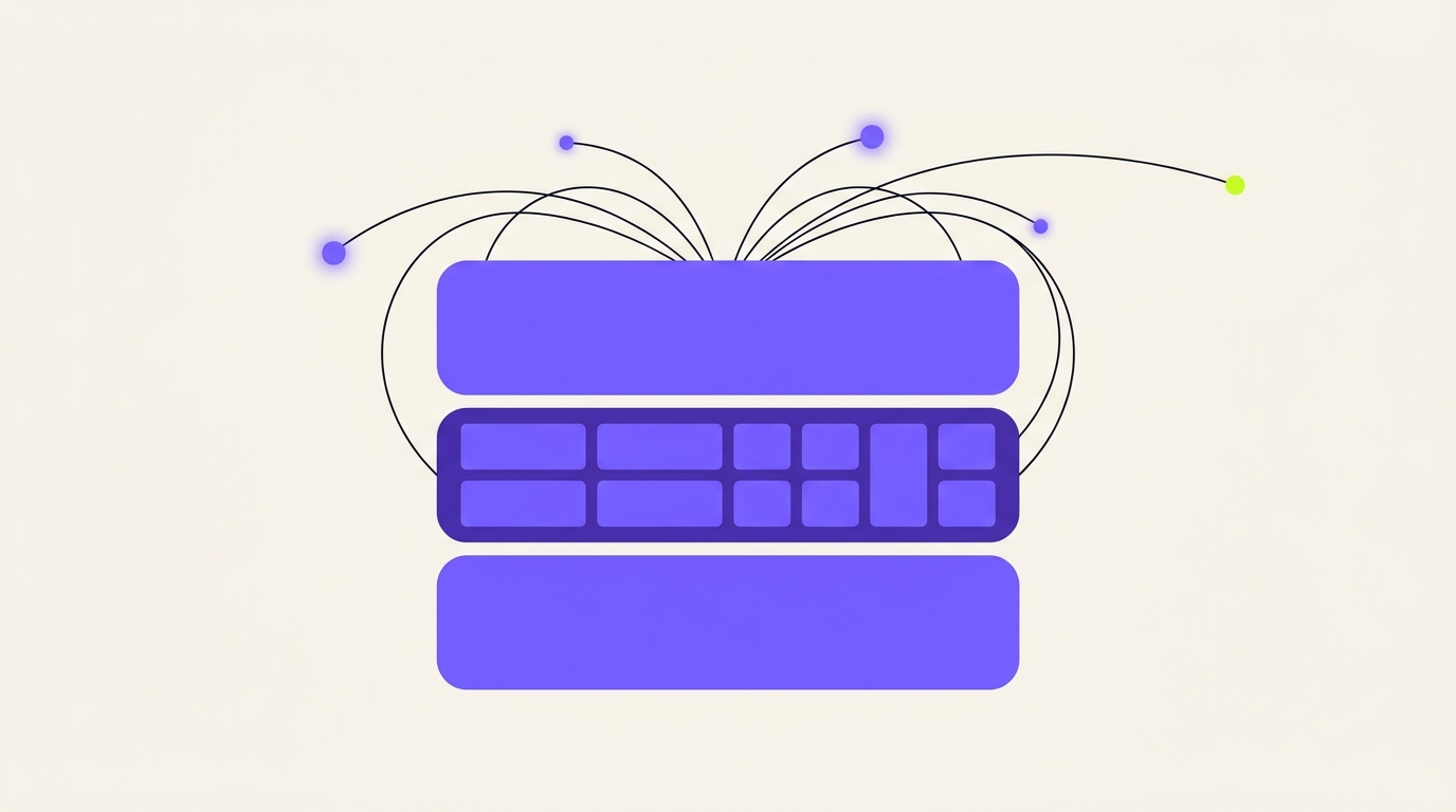 Conceptual illustration of three stacked layers building on each other: a broad foundation labeled as technical SEO, a middle layer of structured answers, and a top layer of earned citations radiating outward to AI engines