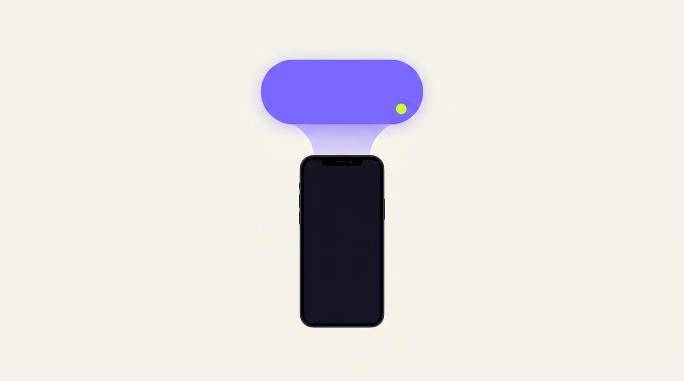 Illustration of a smartphone surfacing an AI answer card above it