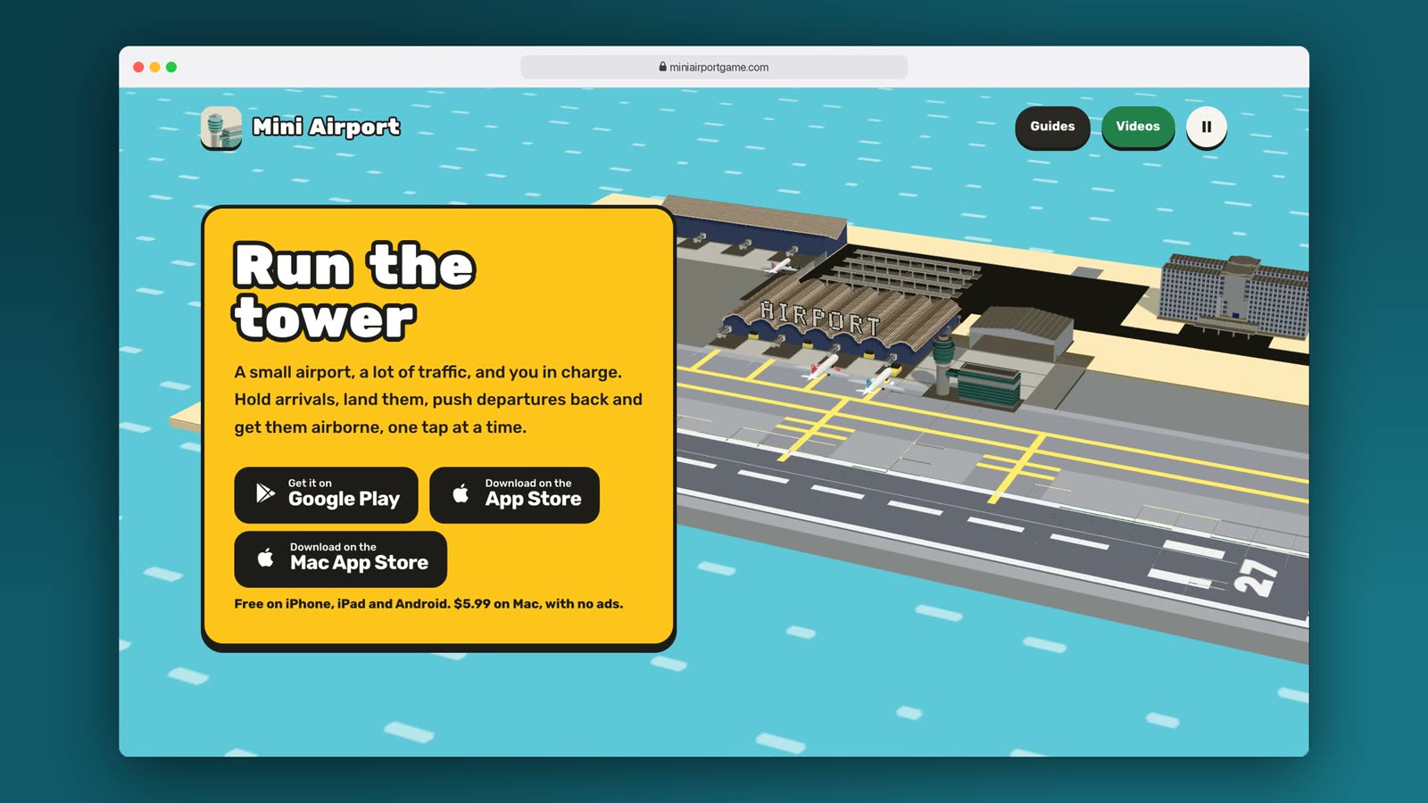 Mini Airport — A Marketing Site for an Air Traffic Control Game