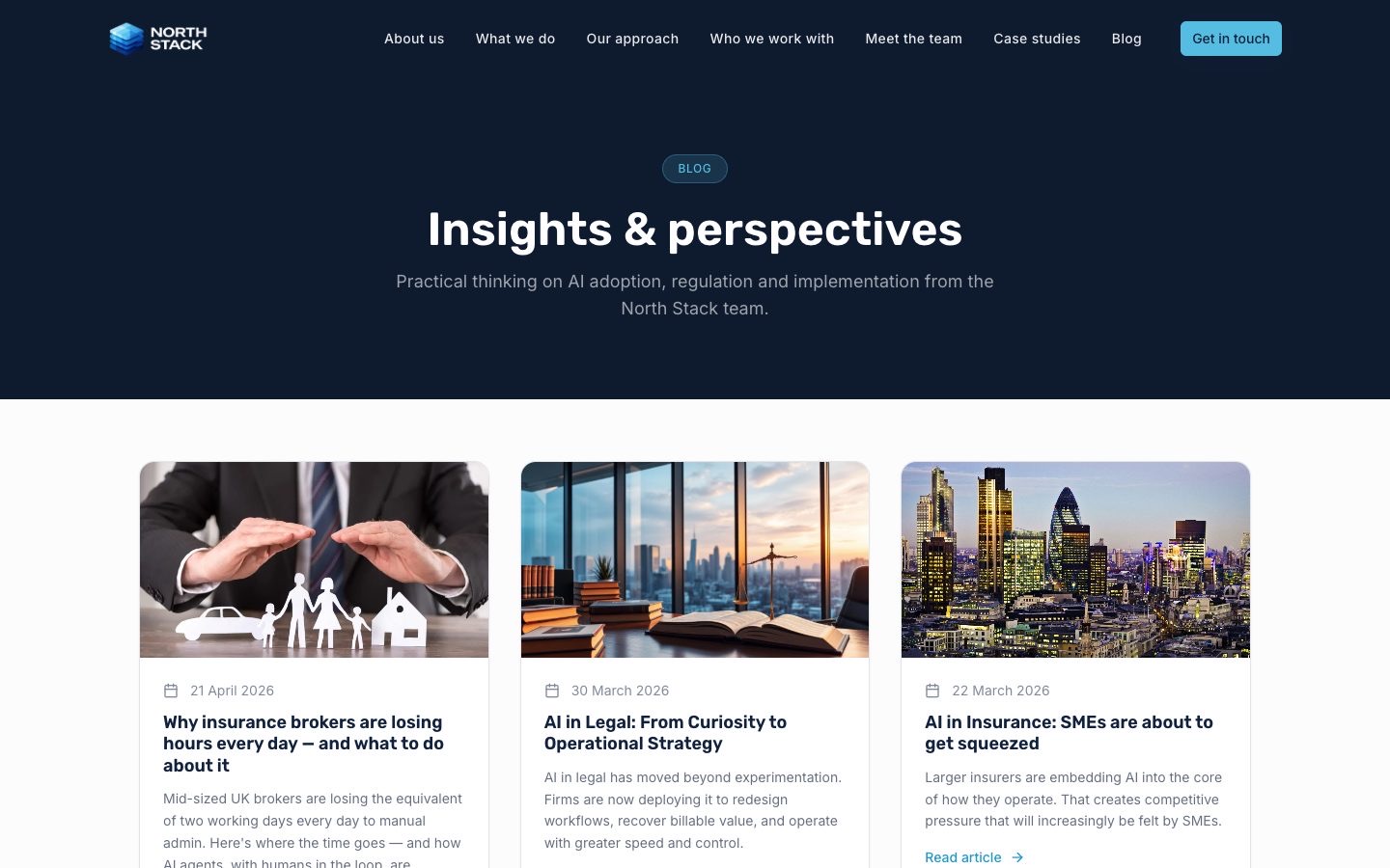 Before — Insights: the same writing, rebuilt on a foundation search engines and AI agents can actually read.