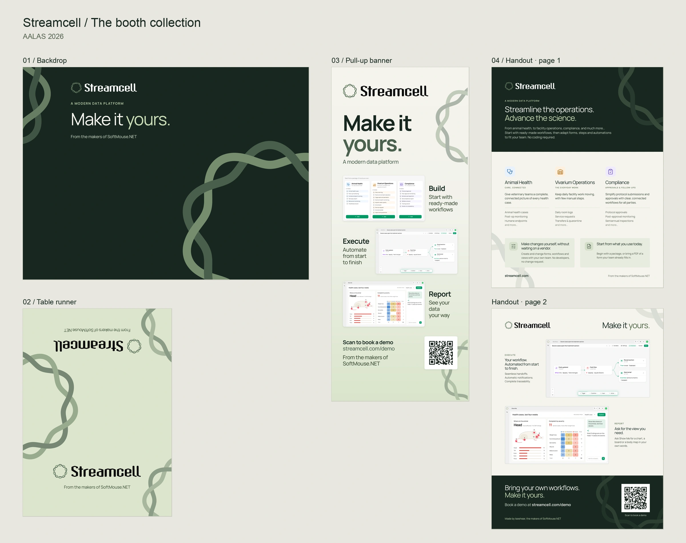 Streamcell conference print designs shown together