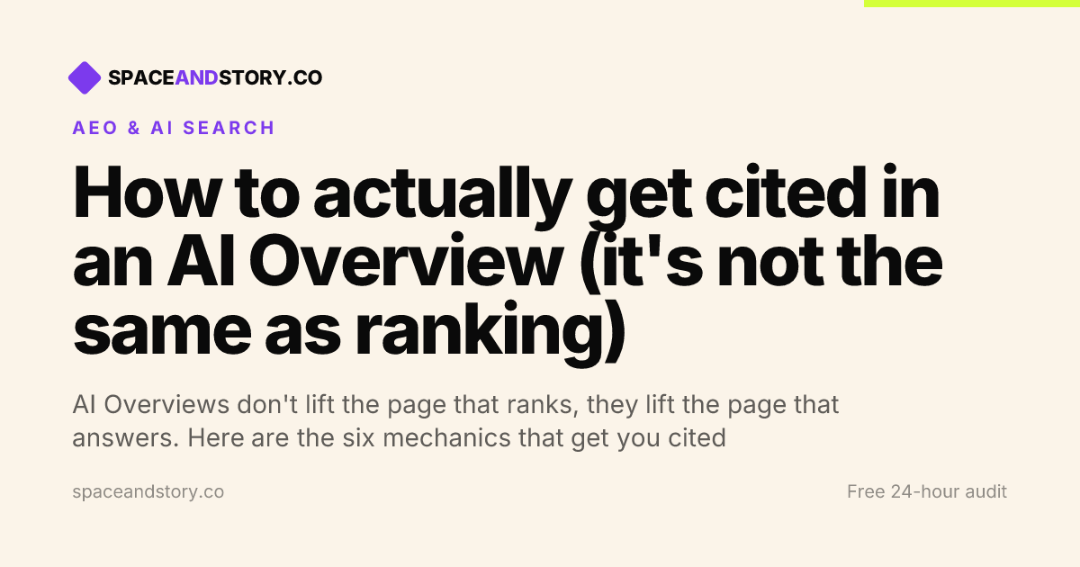 How to actually get cited in an AI Overview (it's not the same as ranking)